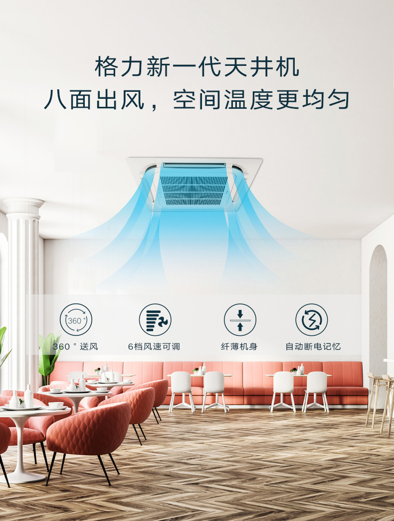 天井機(jī)5匹定頻冷暖2級(jí)能效 380V電源 5